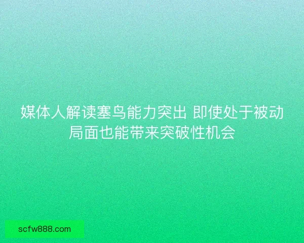 媒体人解读塞鸟能力突出 即使处于被动局面也能带来突破性机会