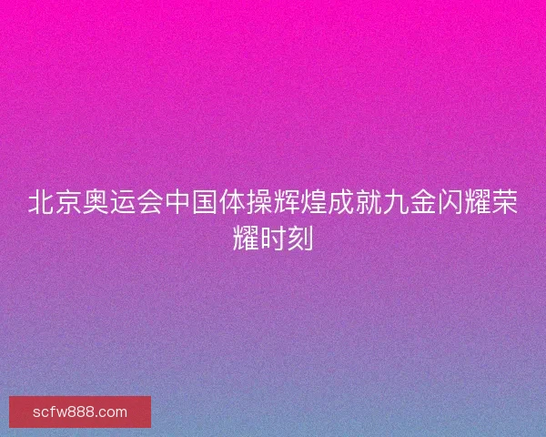 北京奥运会中国体操辉煌成就九金闪耀荣耀时刻
