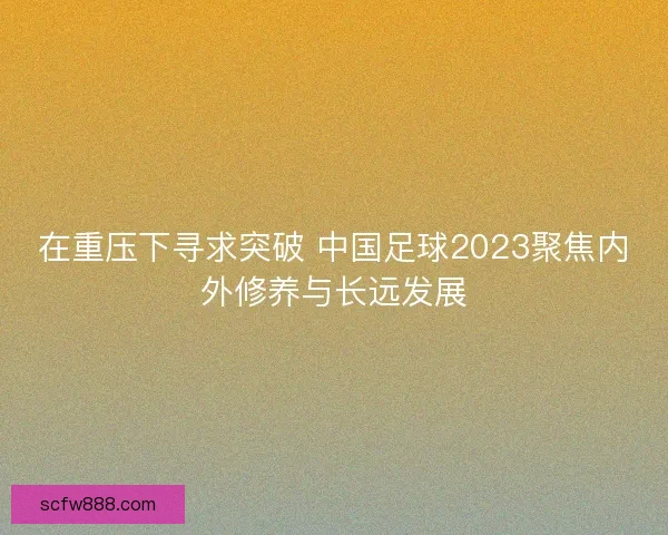 在重压下寻求突破 中国足球2023聚焦内外修养与长远发展 在重压下寻求突破 中国足球2023聚焦内外修养与长远发展