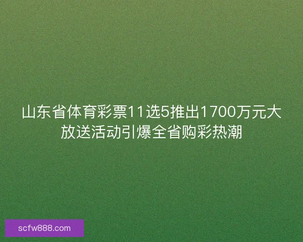 山东省体育彩票11选5推出1700万元大放送活动引爆全省购彩热潮